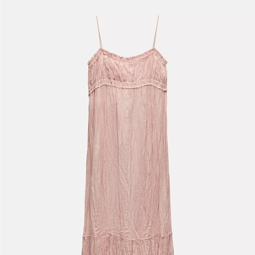 Zara Blush Pink Crinkled Dress